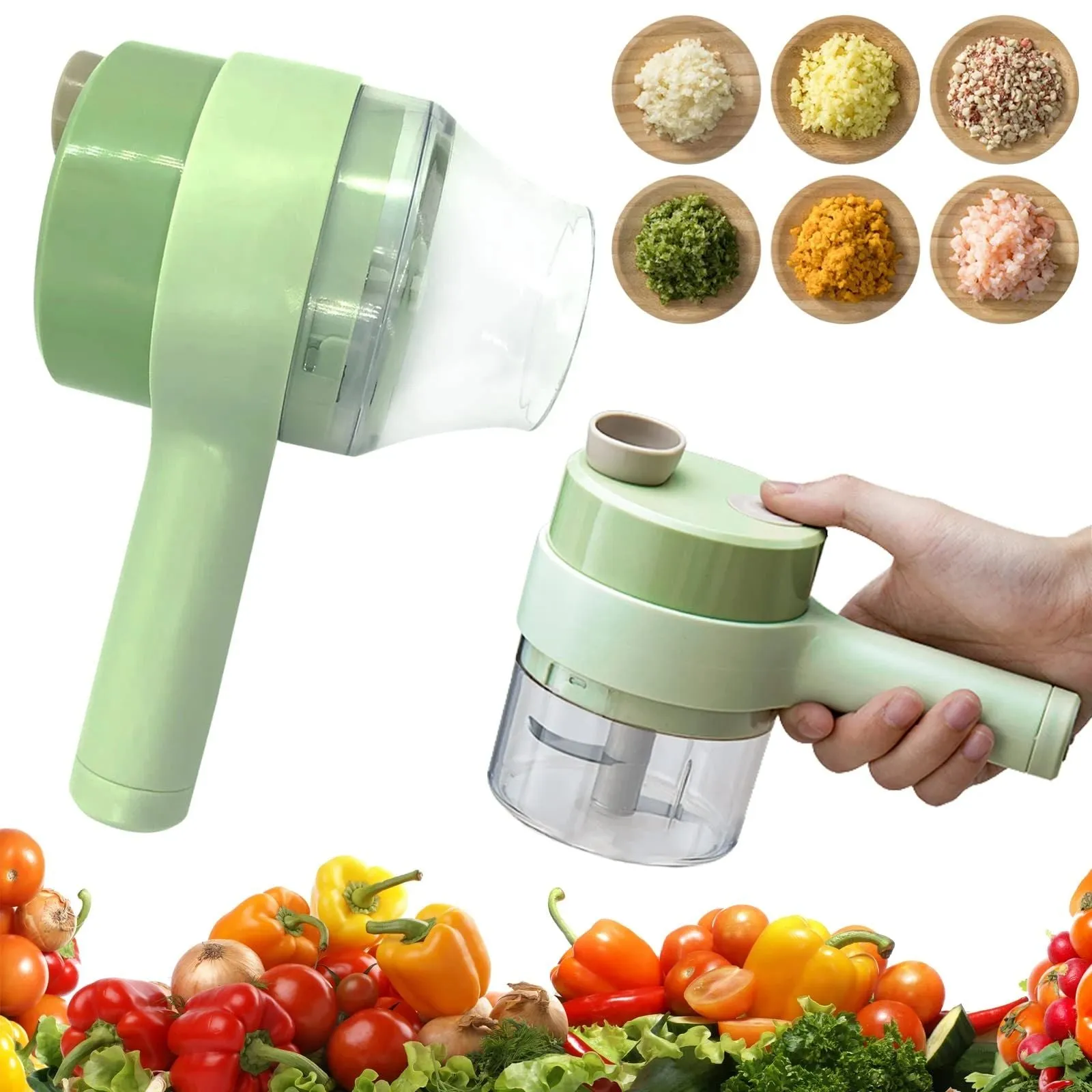 Handheld 4 in 1 Multifunctional Electric Vegetable Cutter Chopper