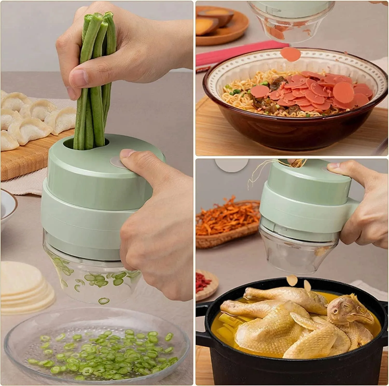 Handheld 4 in 1 Multifunctional Electric Vegetable Cutter Chopper