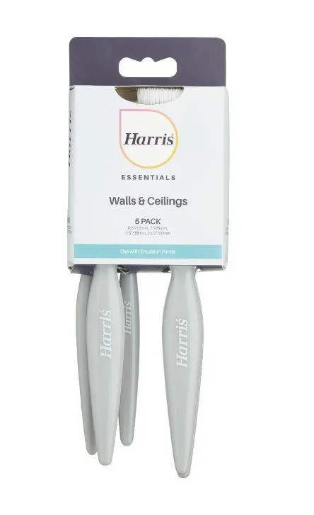 Harris Essentials Walls & Ceilings Paint Brush 5 Pack