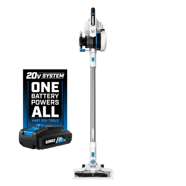 HART 20-Volt Cordless Stick Vacuum Kit, Over 40 minutes of runtime