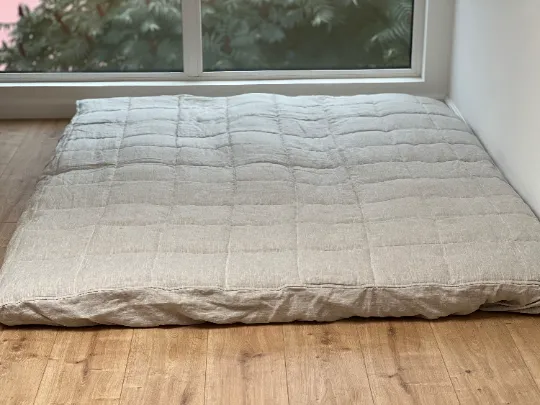 HEMP shikibuton mat 6” thick filled organic hemp fiber filler in natural non-dyed Cotton fabric Custom Size Hand made Shiki mattress futon