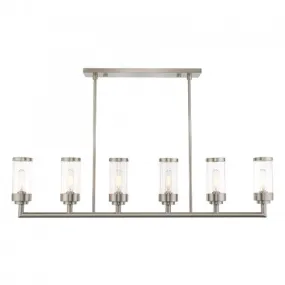 HILCREST 6 LIGHT LINEAR CHANDELIER, BRUSHED NICKEL