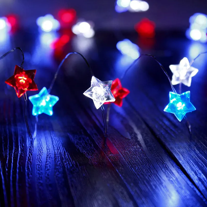 Holiday decoration three-color star shaped light string