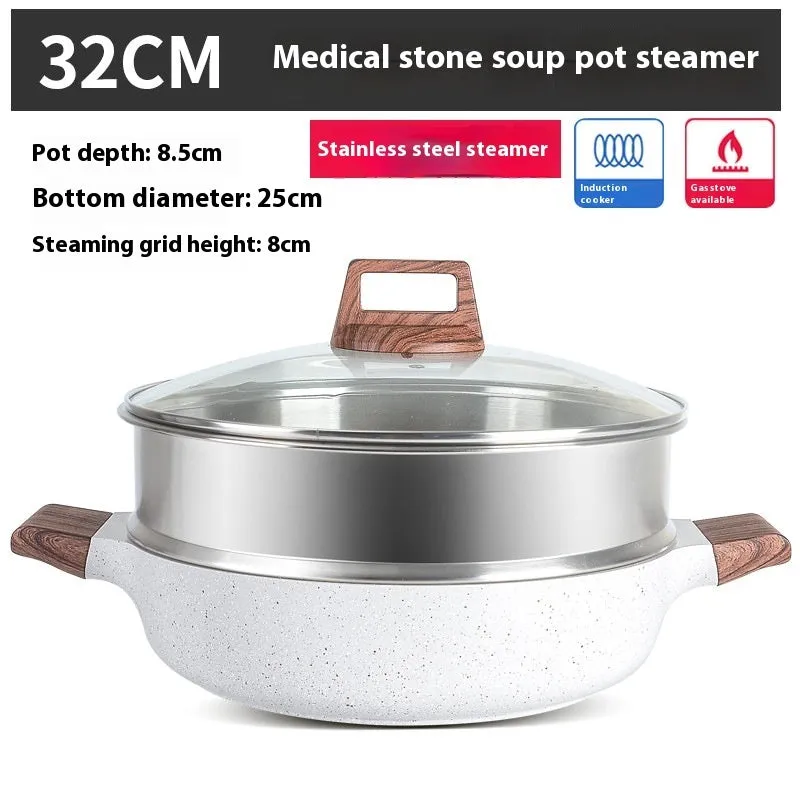 Household Rice Stone Large Capacity Stainless Steel Soup Pot