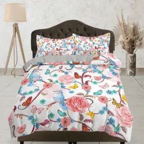 Hummingbird bedding, floral duvet cover queen, king, boho duvet, designer bedding, aesthetic bedding, maximalist full size bedding