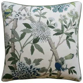 Hydrangea Bird Green Decorative Pillow Ryan Studio