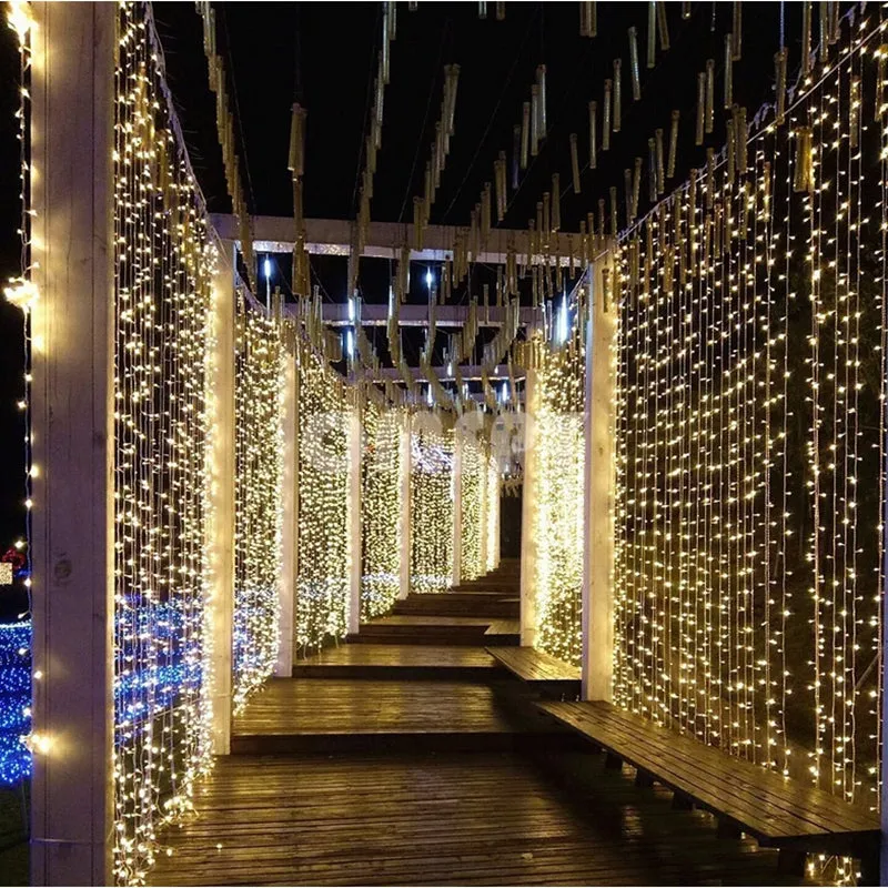 Indoor & Outdoor Curtain Fairy Lights | 3m x 3m Clear Cable Connectable | Core Series