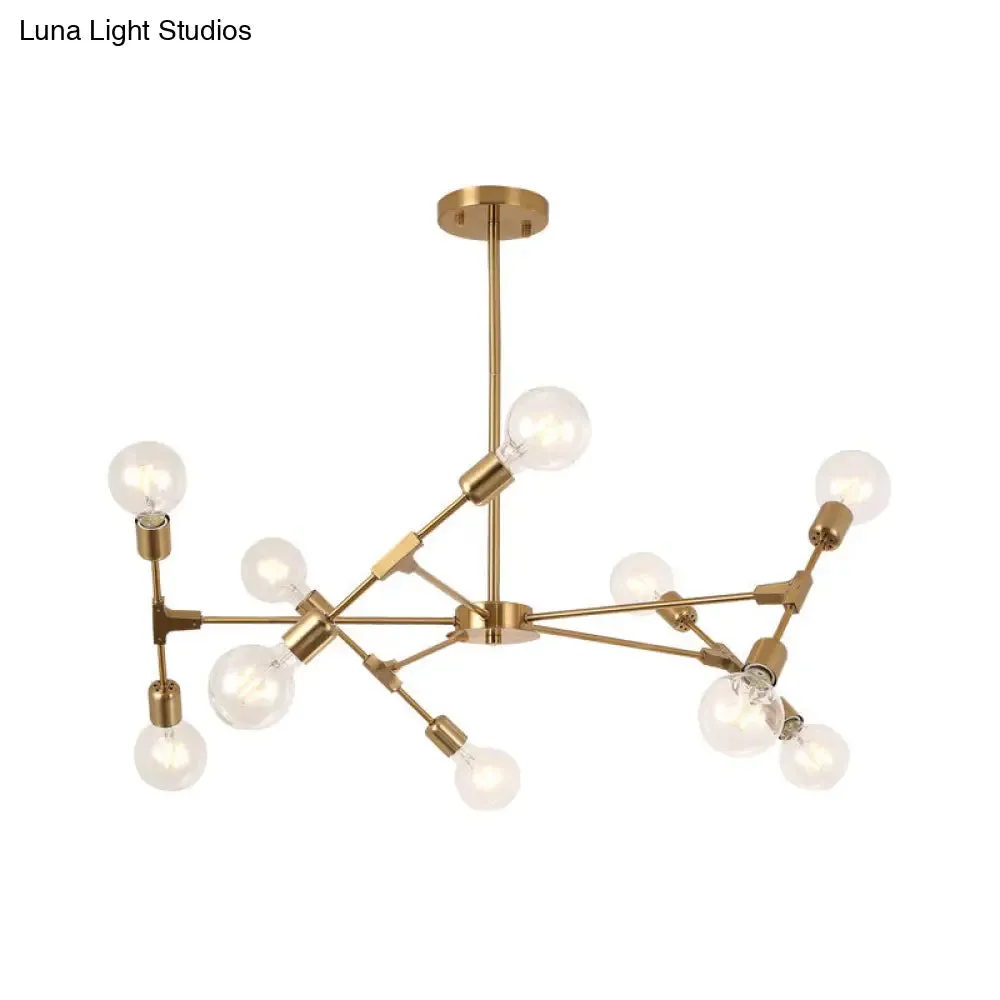 Industrial Style Metallic Black/Gold Chandelier Ceiling Light Fixture - 6/8 Lights for Bedroom