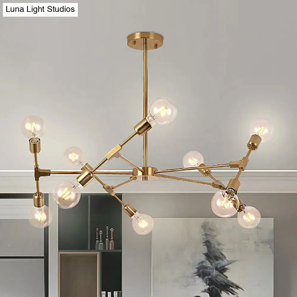 Industrial Style Metallic Black/Gold Chandelier Ceiling Light Fixture - 6/8 Lights for Bedroom