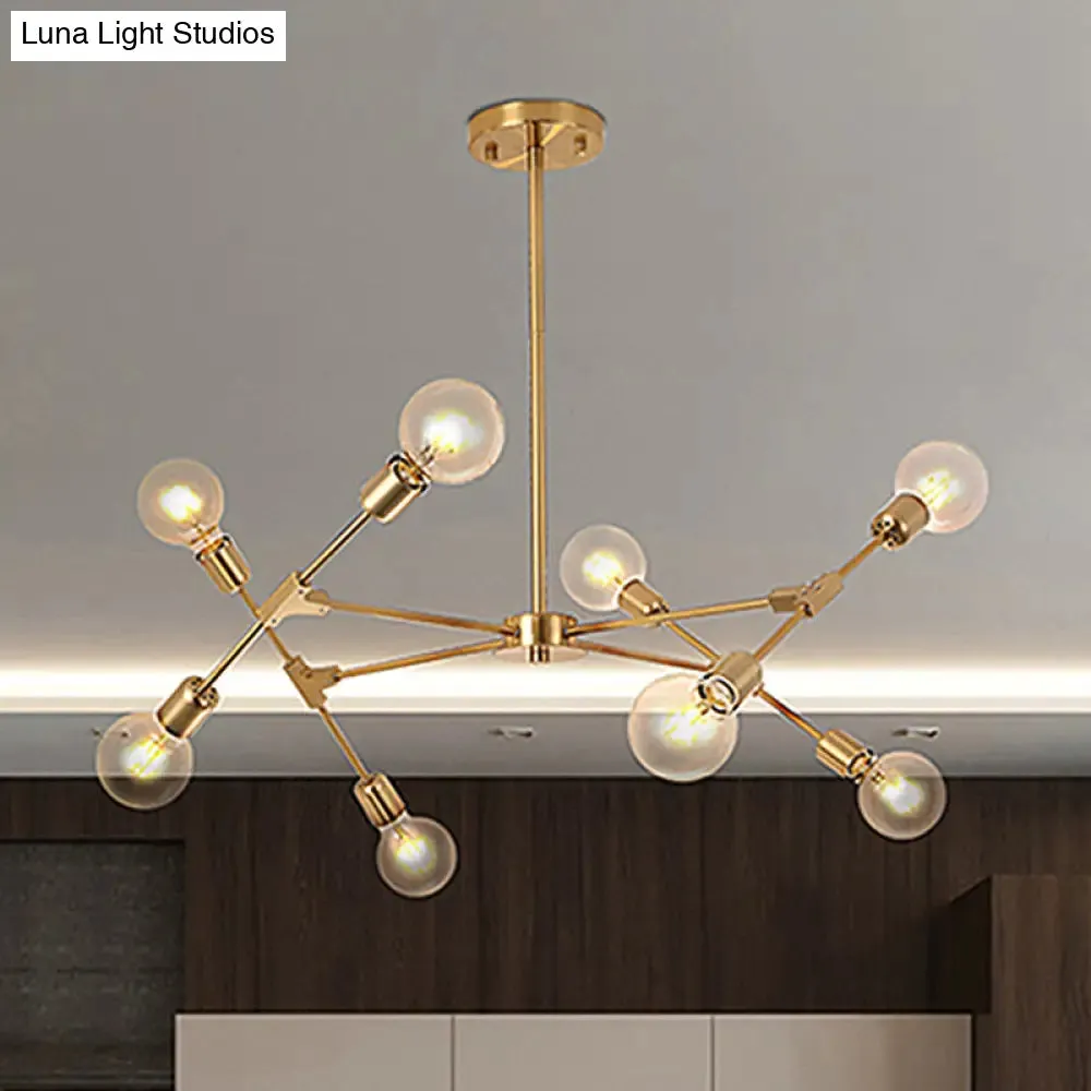 Industrial Style Metallic Black/Gold Chandelier Ceiling Light Fixture - 6/8 Lights for Bedroom