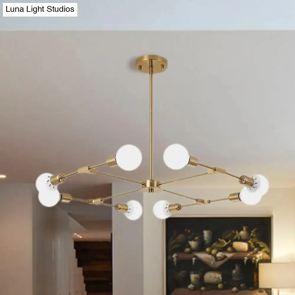 Industrial Style Metallic Black/Gold Chandelier Ceiling Light Fixture - 6/8 Lights for Bedroom