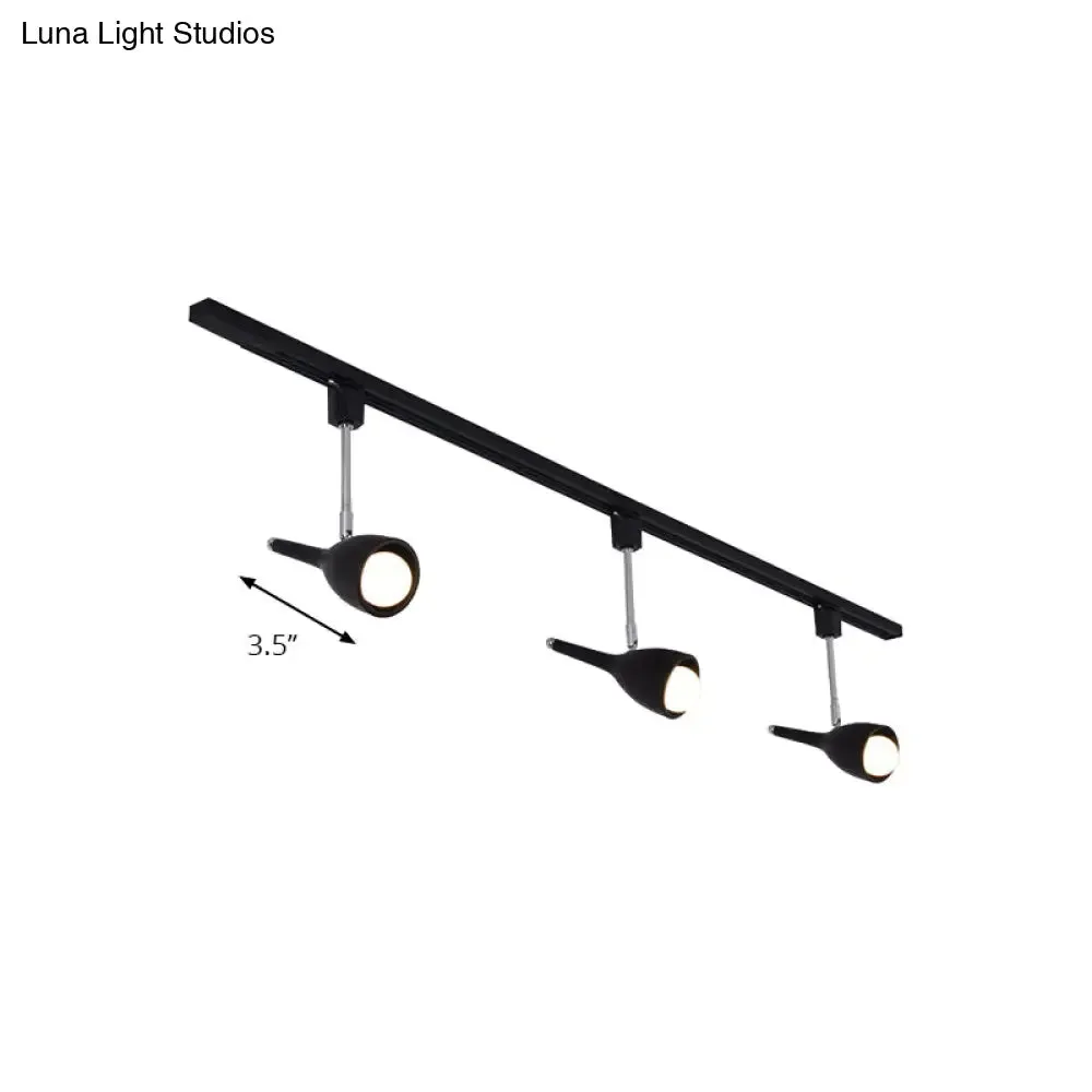 Industrial Stylish Bell Track Light - 3-Light Metallic Rotatable Semi Flush Mount Spotlight for Kitchen - Black/White