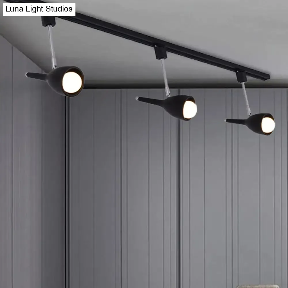 Industrial Stylish Bell Track Light - 3-Light Metallic Rotatable Semi Flush Mount Spotlight for Kitchen - Black/White