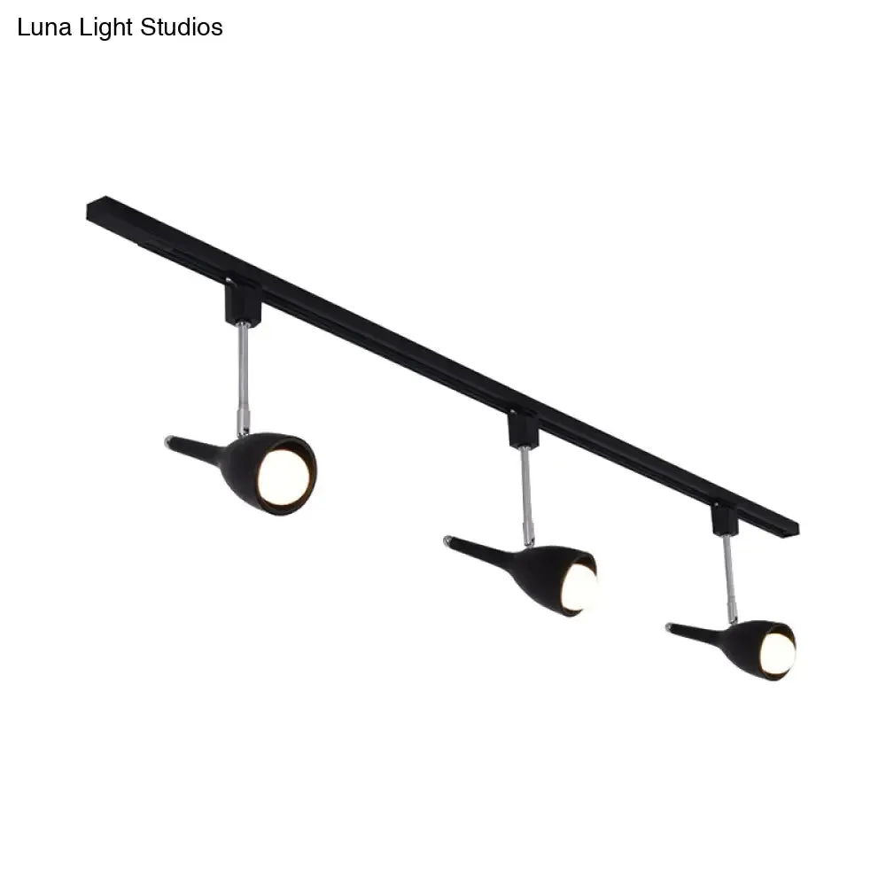 Industrial Stylish Bell Track Light - 3-Light Metallic Rotatable Semi Flush Mount Spotlight for Kitchen - Black/White