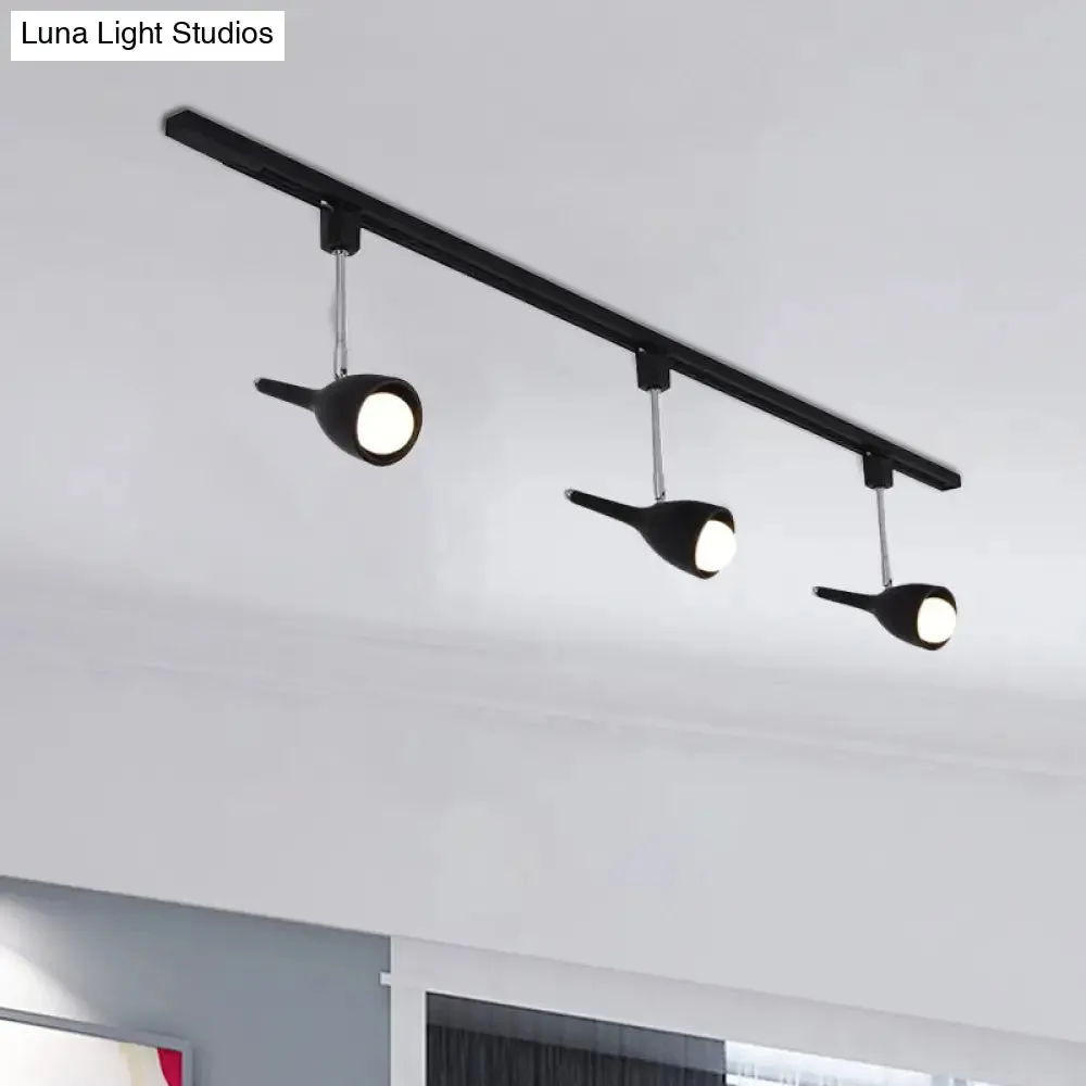 Industrial Stylish Bell Track Light - 3-Light Metallic Rotatable Semi Flush Mount Spotlight for Kitchen - Black/White