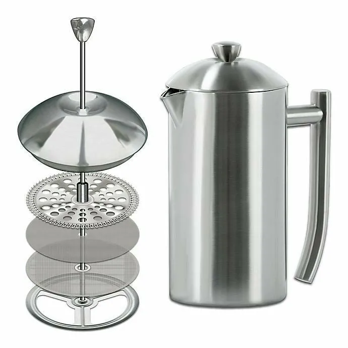 Insulated Brushed Stainless Steel French Press 17oz