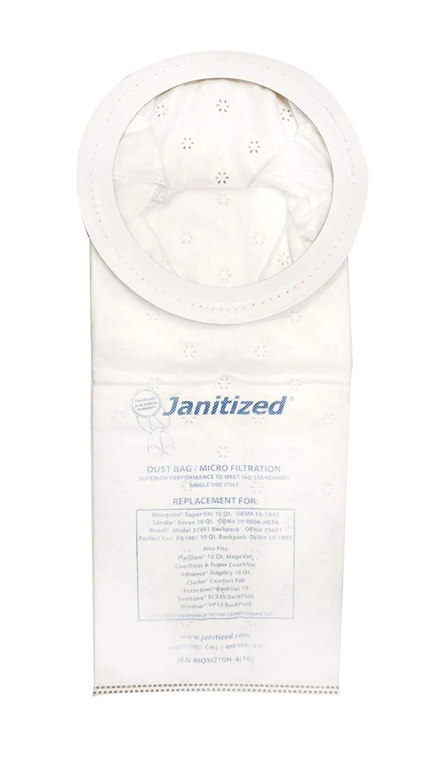 Janitized JAN-MOSQ10H-4(10)-EA Commercial Vacuum Bag, Mosquito SuperVac,