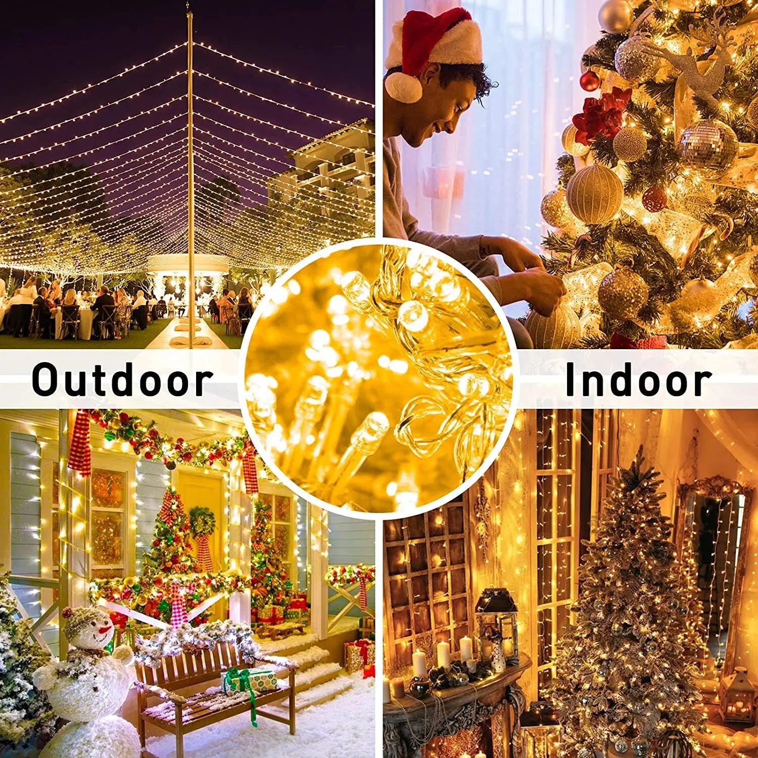 JMEXSUSS 168FT 600 LED Christmas Lights Outdoor Waterproof 8 Modes Indoor Christmas String Lights Warm White Christmas Tree Lights Plug