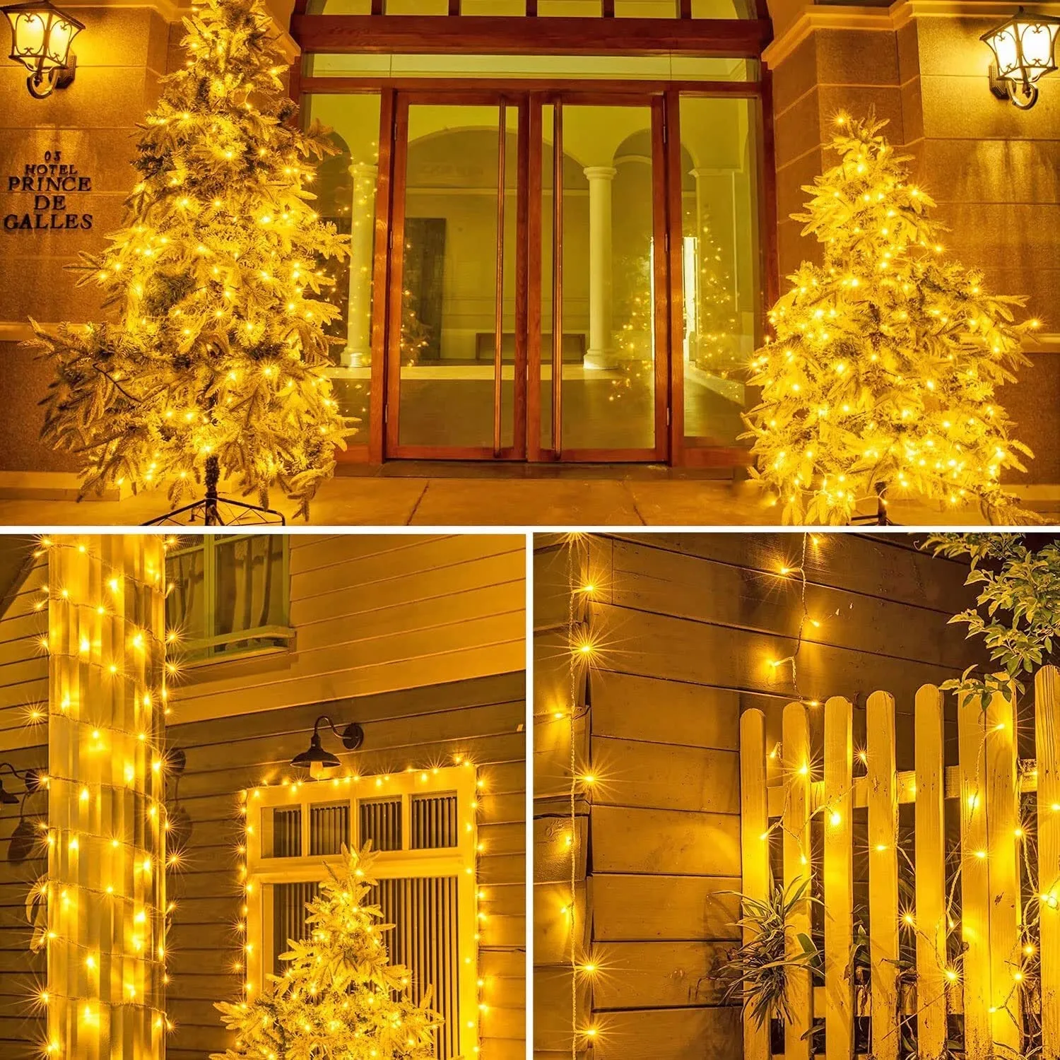 JMEXSUSS 168FT 600 LED Christmas Lights Outdoor Waterproof 8 Modes Indoor Christmas String Lights Warm White Christmas Tree Lights Plug