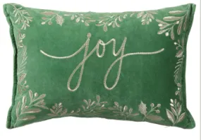 Joy Embroidered Velvet Pillow