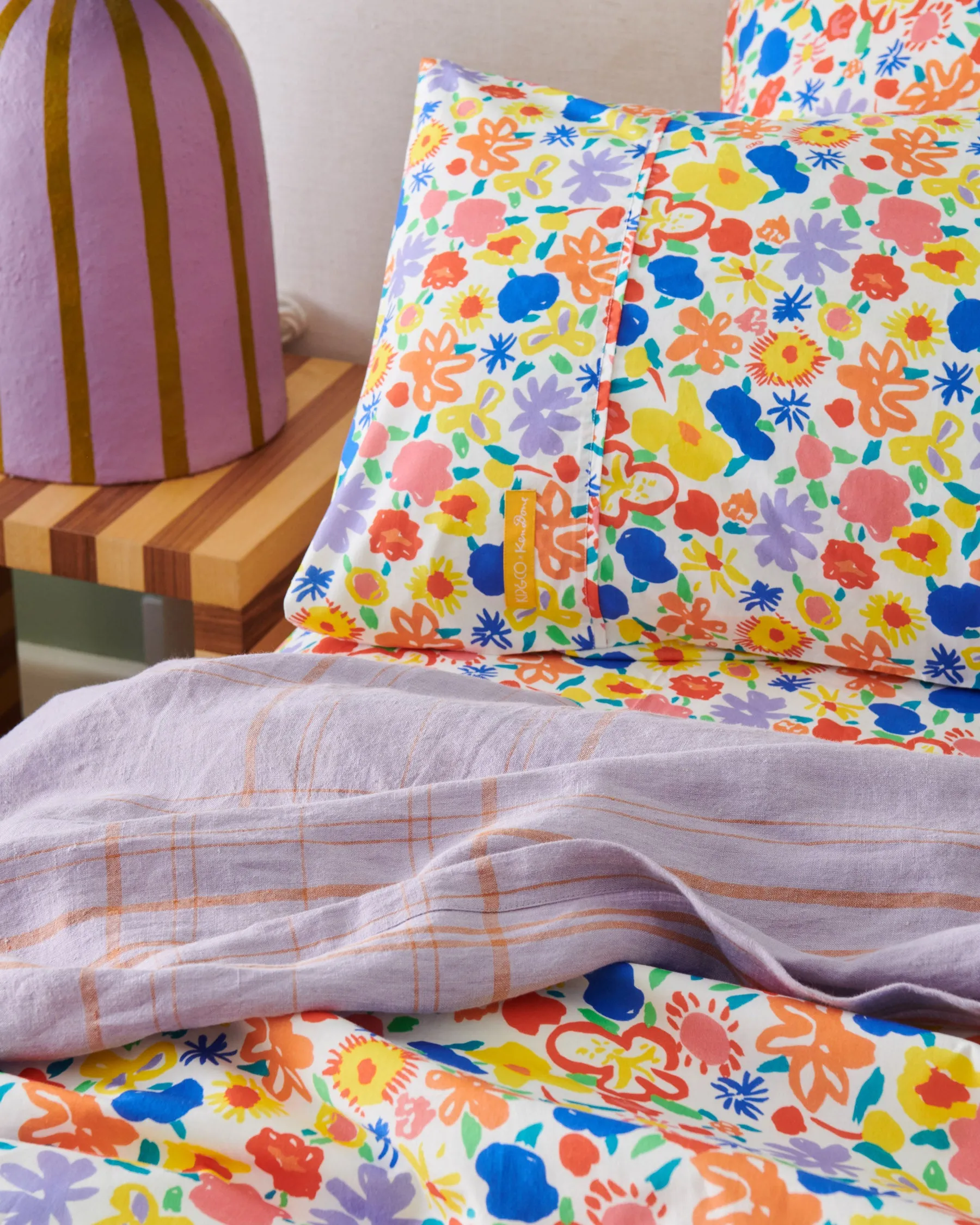 Kip & Co x Ken Done Summer Floral White Organic Cotton European Pillowcases