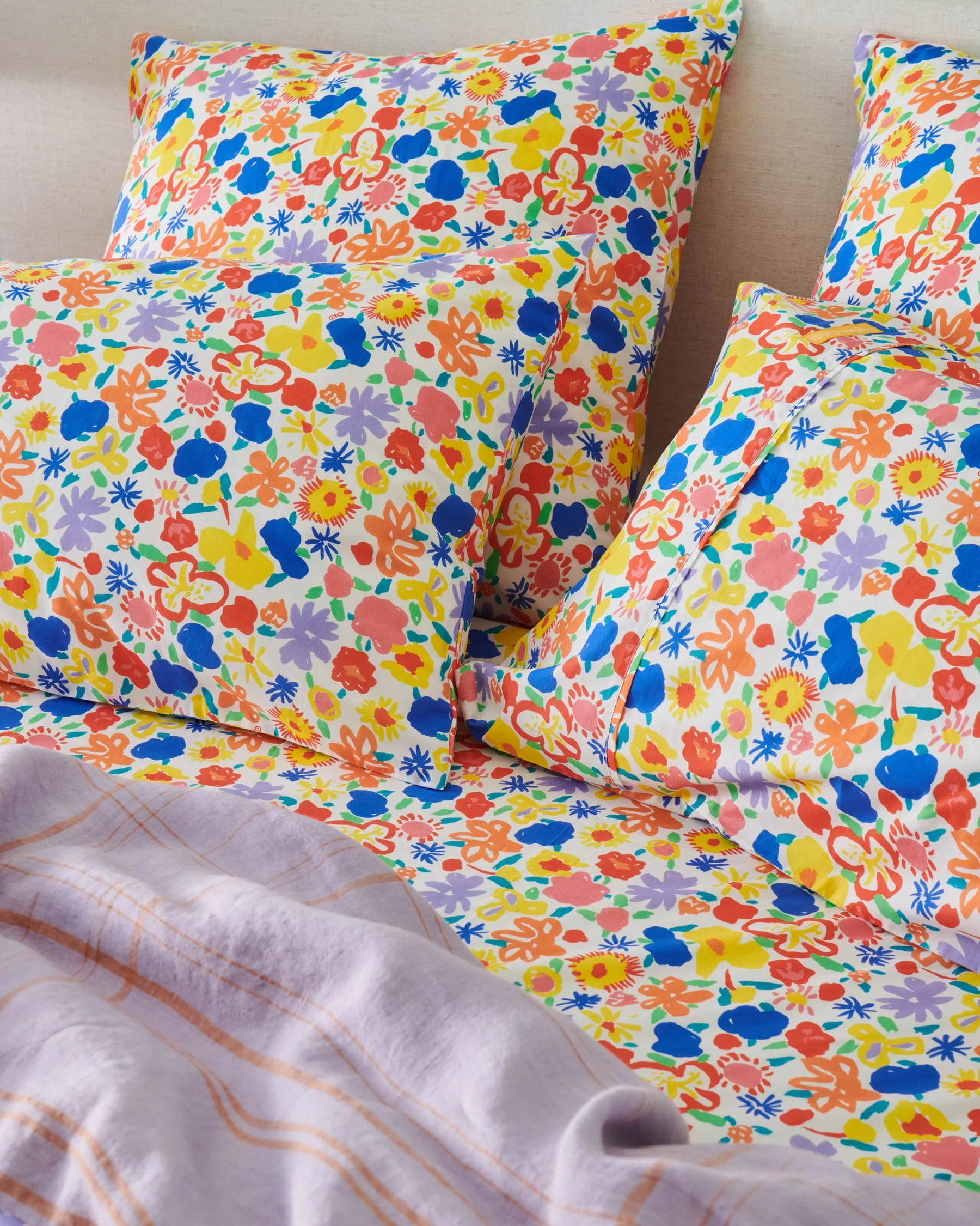 Kip & Co x Ken Done Summer Floral White Organic Cotton European Pillowcases