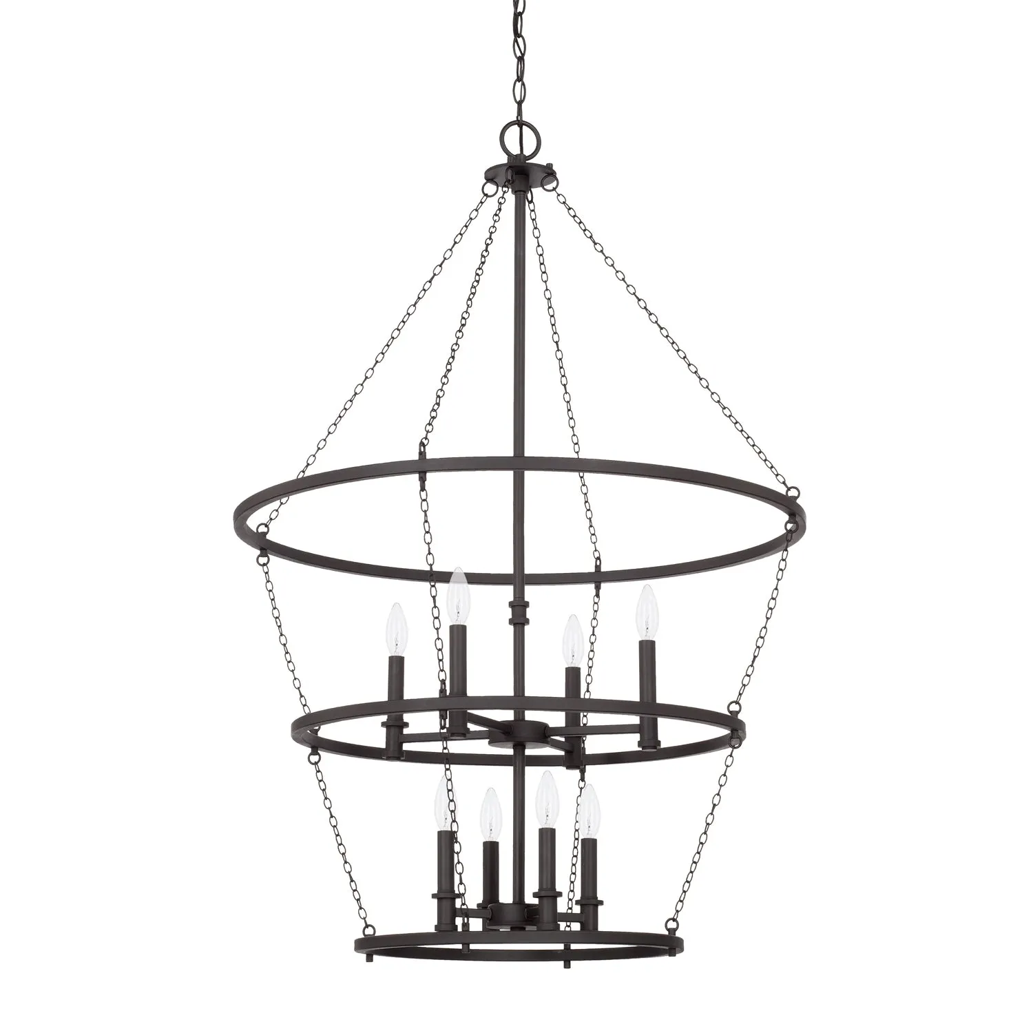 LANCASTER 8 LIGHT FOYER, BLACK IRON