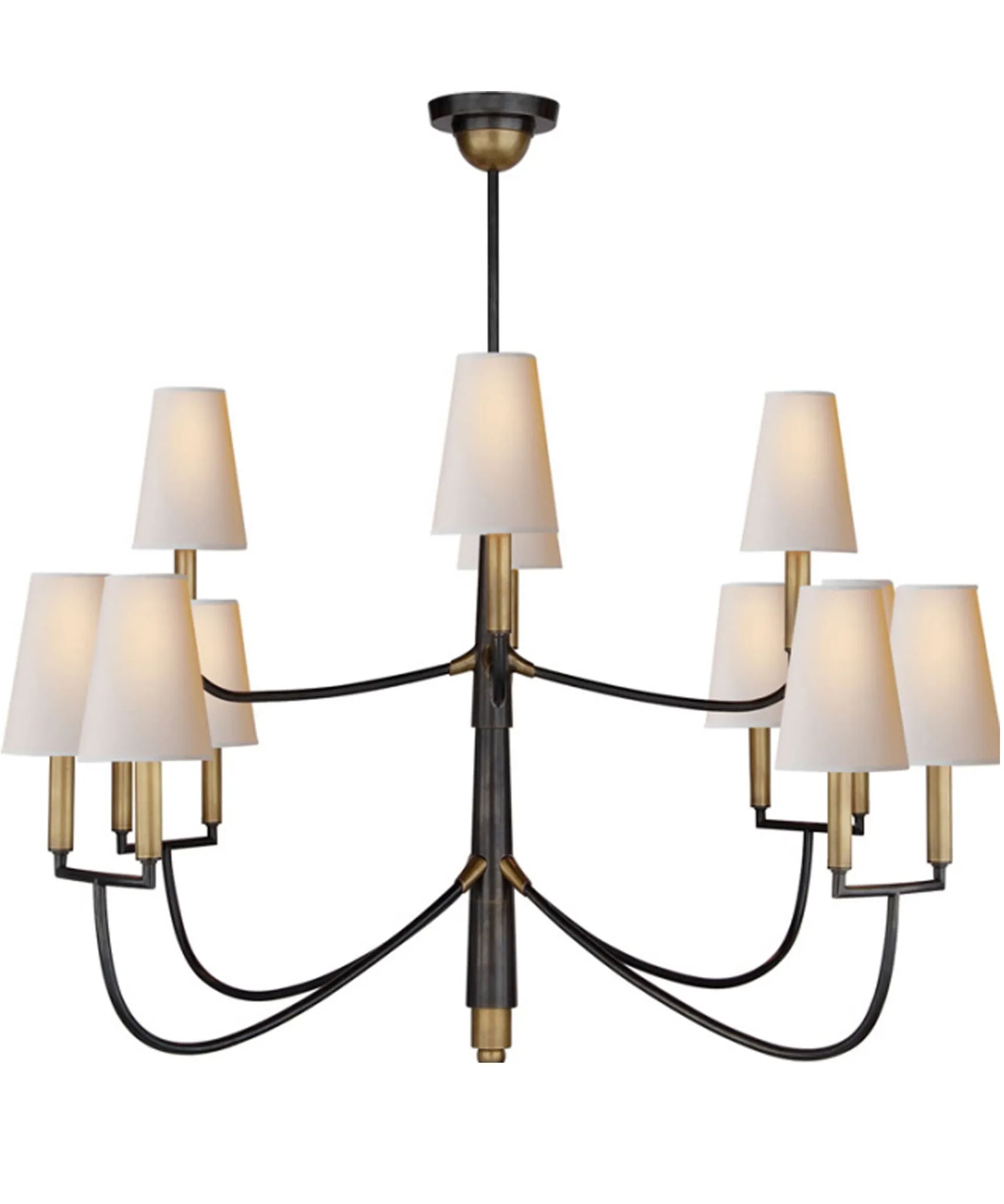 Large Farlane Chandelier, Antique Brass & Bronze