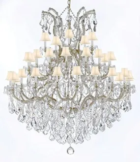 Large Foyer / Entryway Maria Theresa Empress Crystal (Tm) Chandelier Lighting W/White Shade H 60" W 52" - Gb104-Whiteshade/B12/2756/36 1