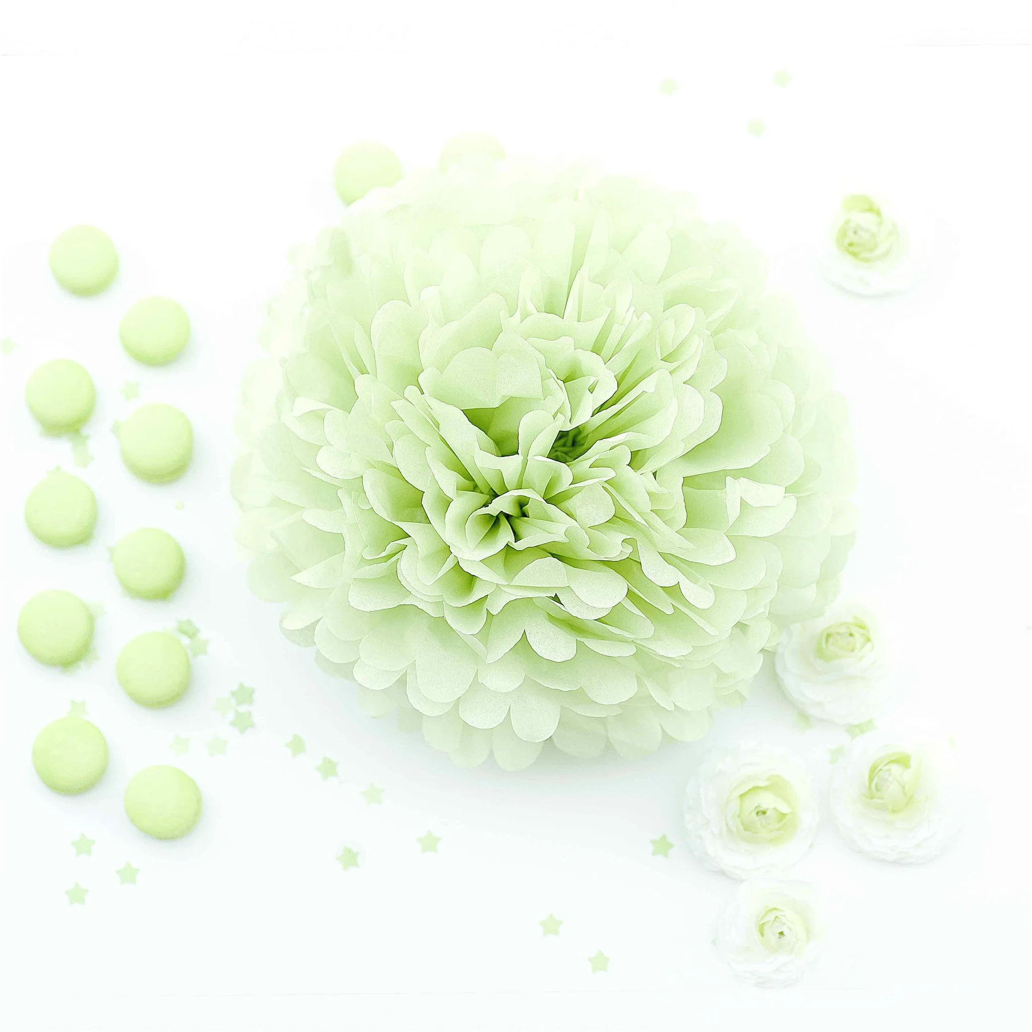 Large Light green green tissue paper pom pom