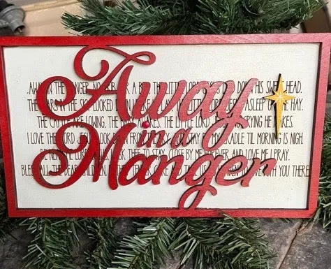 Layered Christmas Carol: Away in a Manger Little Lord Jesus SVG FILE Laser Cut Glowforge