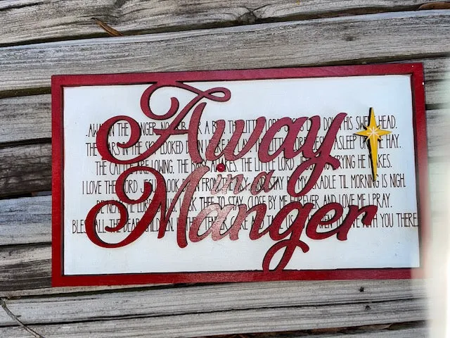 Layered Christmas Carol: Away in a Manger Little Lord Jesus SVG FILE Laser Cut Glowforge