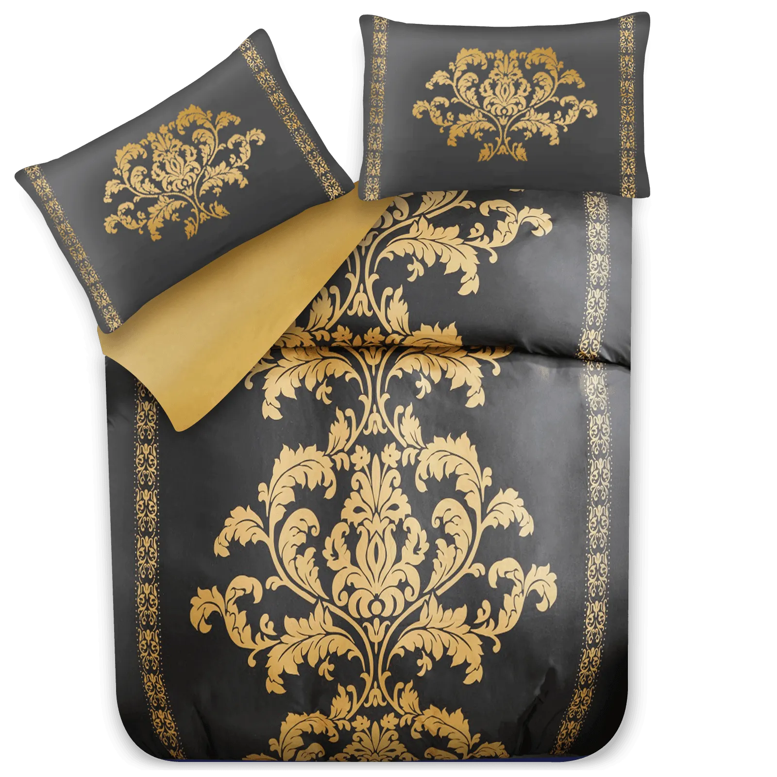 Lazzaro Duvet Cover Set-Damask (Black and Gold)