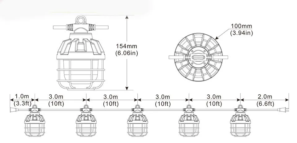 LED WORK LIGHTING Temporary String Lights 100w 11,000 Lumens