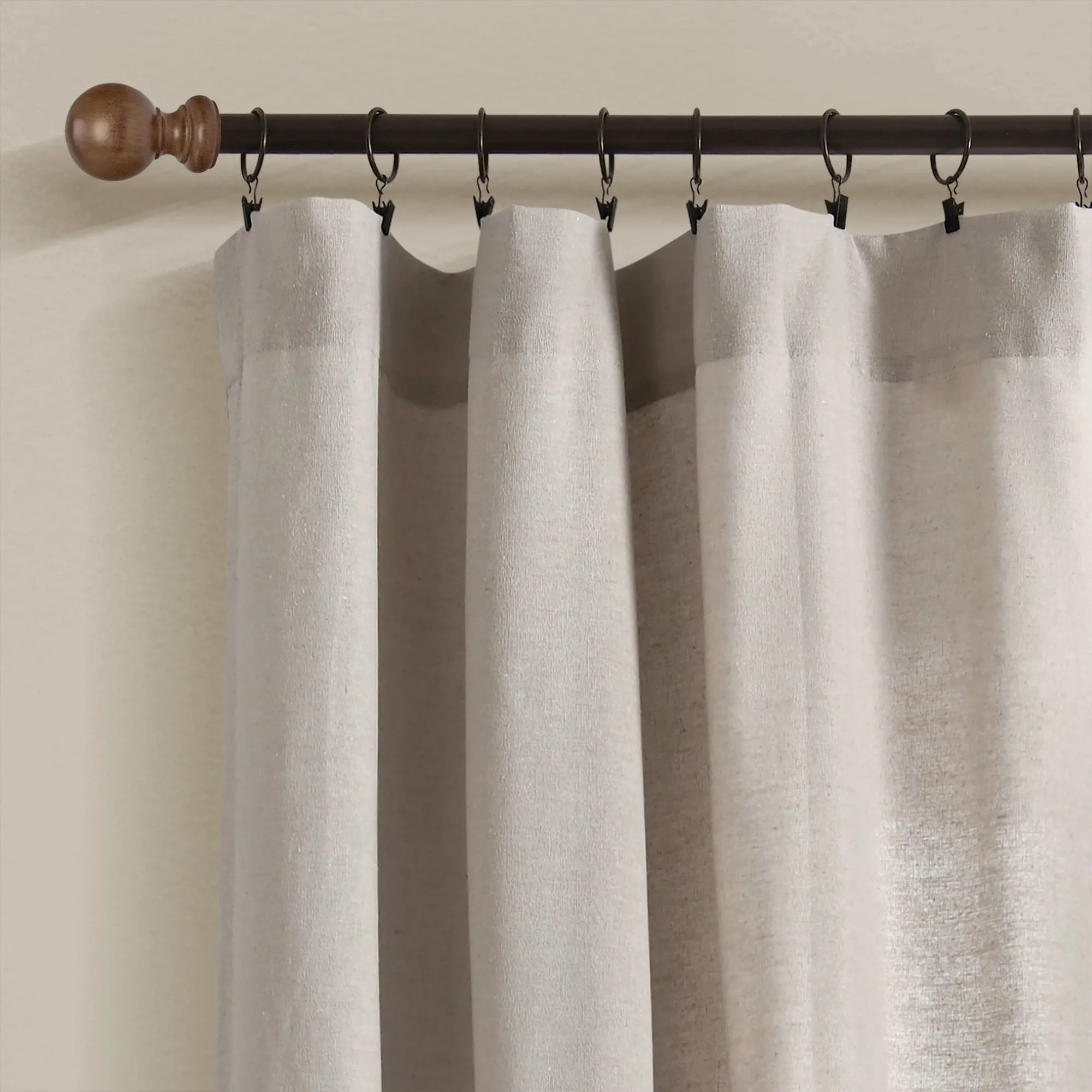 Linen Button Botanical Garden Window Curtain Panel