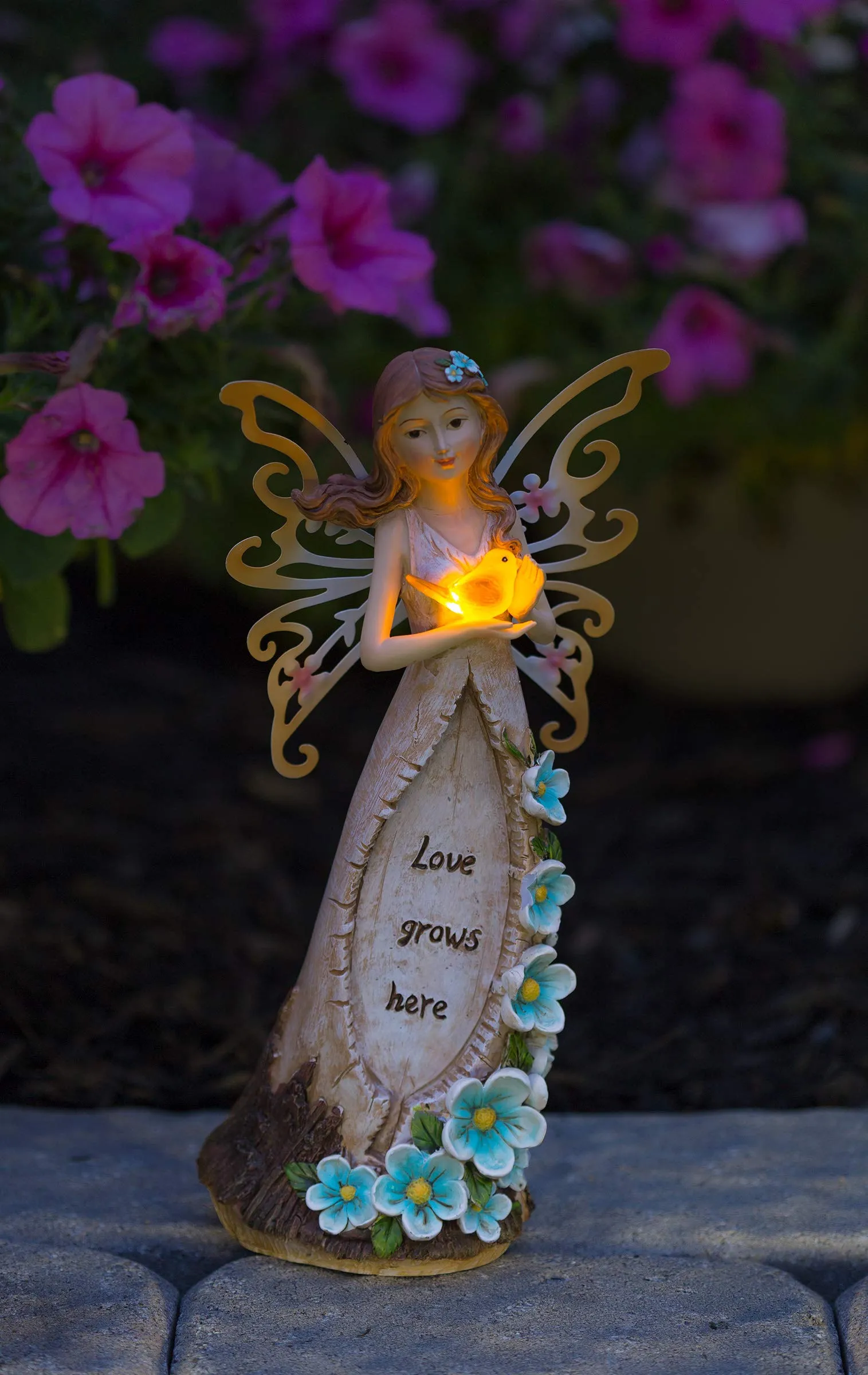 Love Grows Here Fairy Solar Powered Outdoor Decor LED Garden