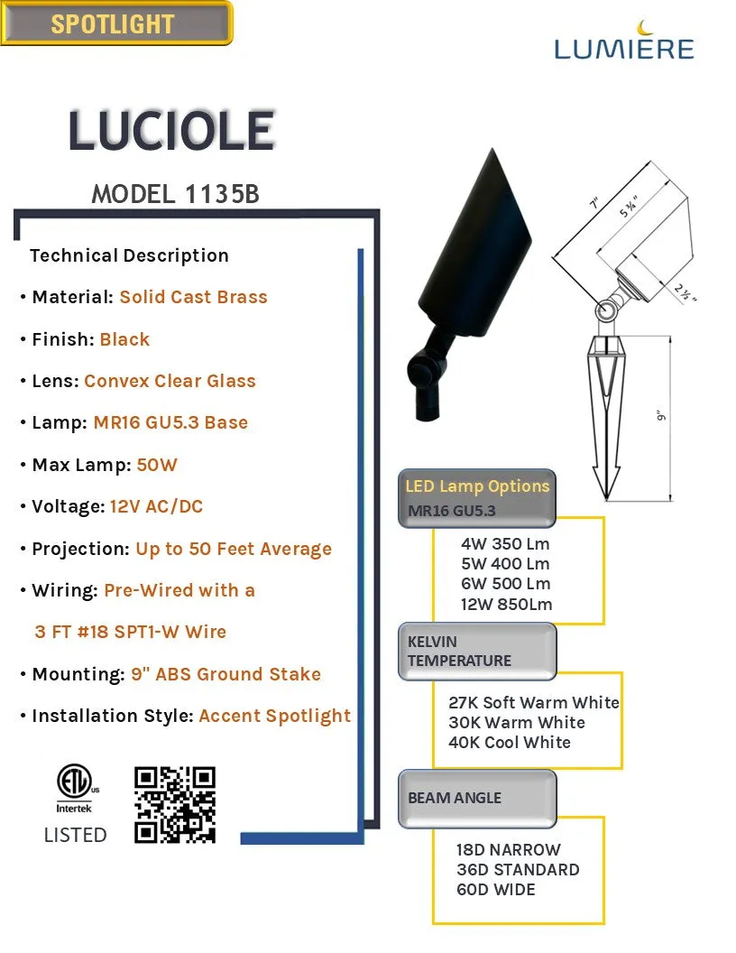 Luciole Solid Cast Brass Directional Spot Light Gun Metal Black