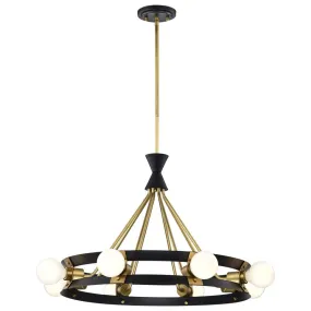 Marsden 8 Light Chandelier; Matte Black and Natural Brass Finish