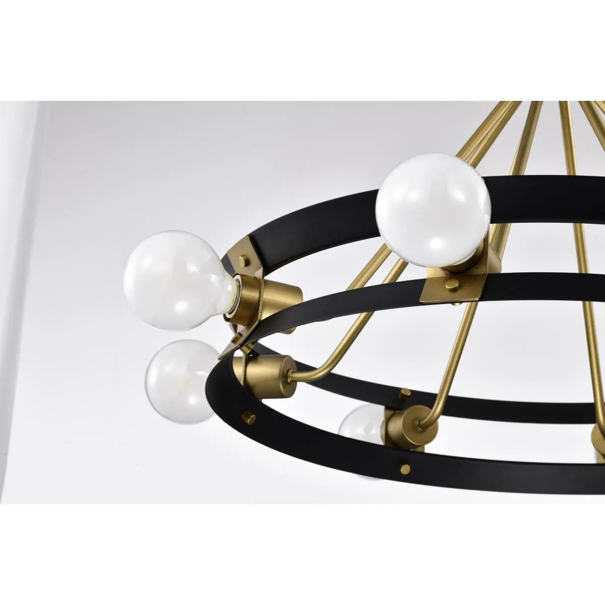 Marsden 8 Light Chandelier; Matte Black and Natural Brass Finish