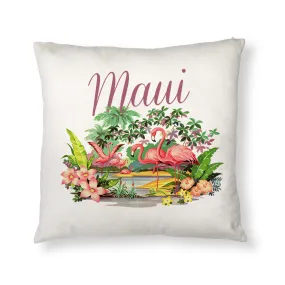 Maui Flamingos Throw Pillow Cover