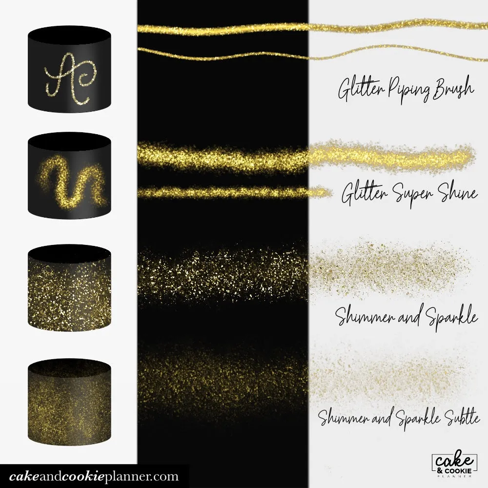 Metallic & Glitter Procreate Pack - Digital Cake Sketching