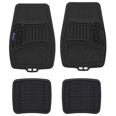 Michelin 19"x34" 4pc Rubber Floormat Set Black