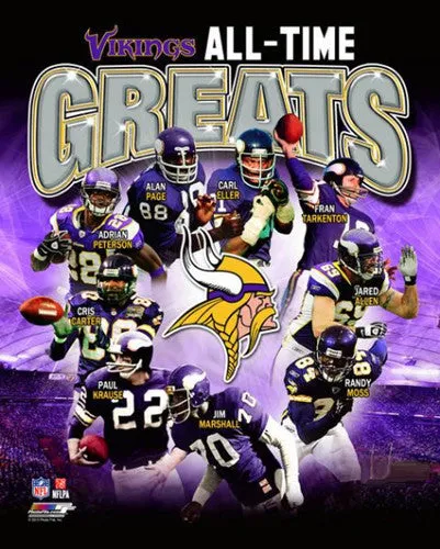 Minnesota Vikings "All-Time Greats" (10 Legends) Premium Commemorative Print - Photofile Inc.