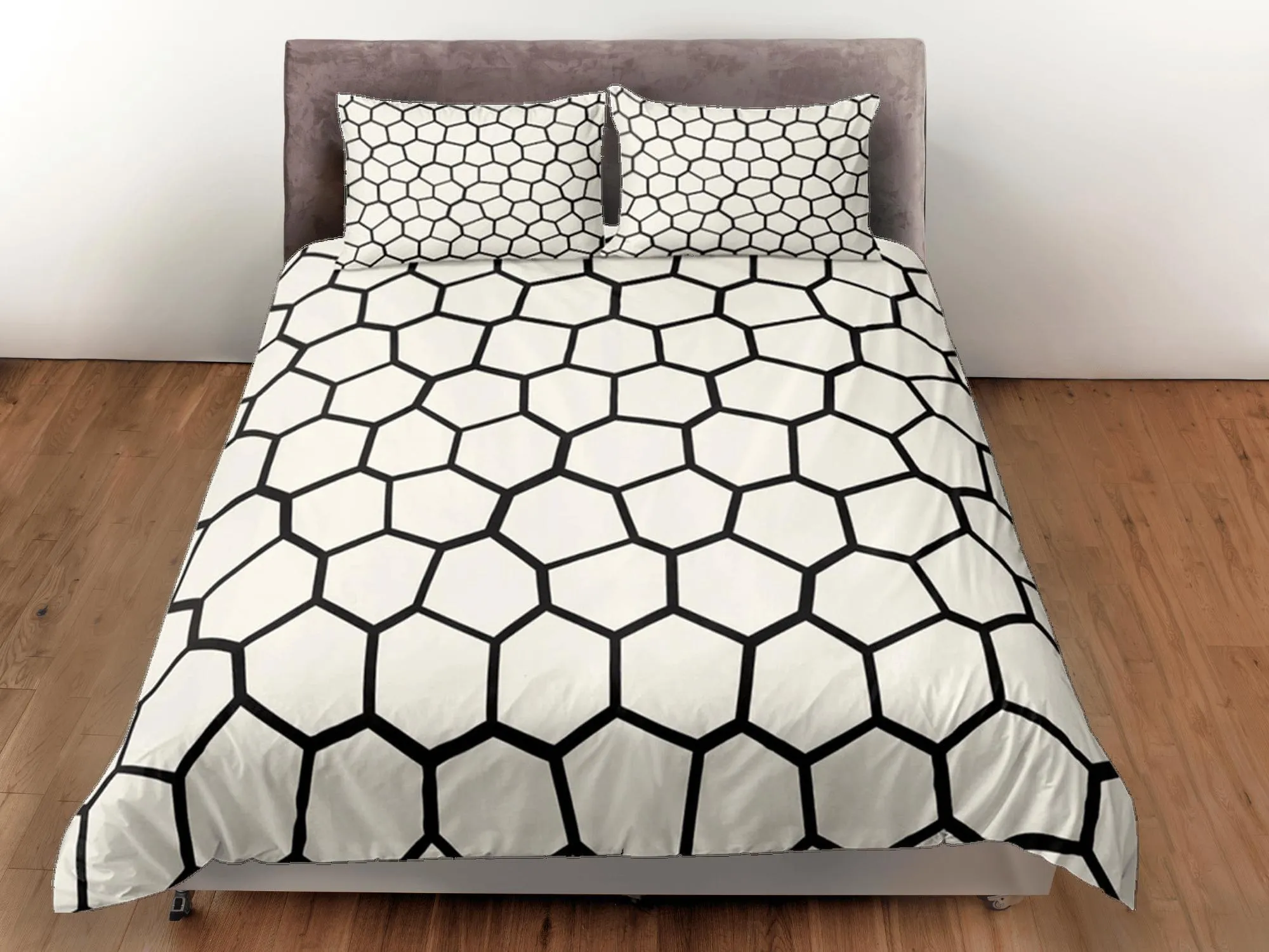 Modern Polygon Duvet Cover White Dorm Bedding Set Full Abstract Design Bedspread