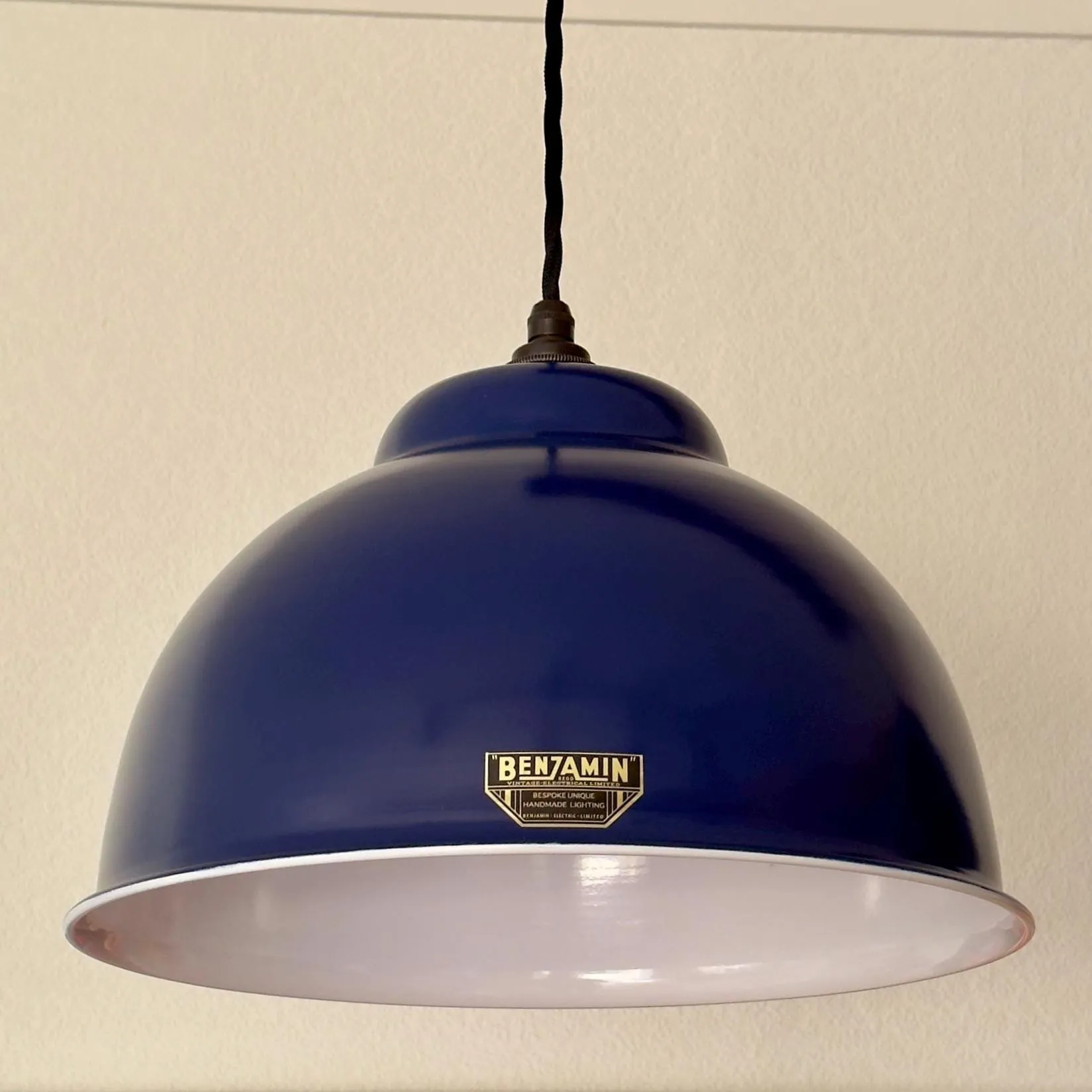 Morely XL ~ 3 x Royal Blue Lampshade Pendant Set Wooden Track Light | Dining Room | Kitchen Table