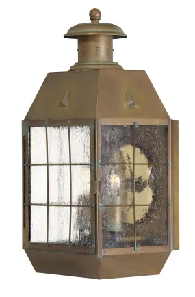 Nantucket Large Wall Mount Lantern in Aged Brass