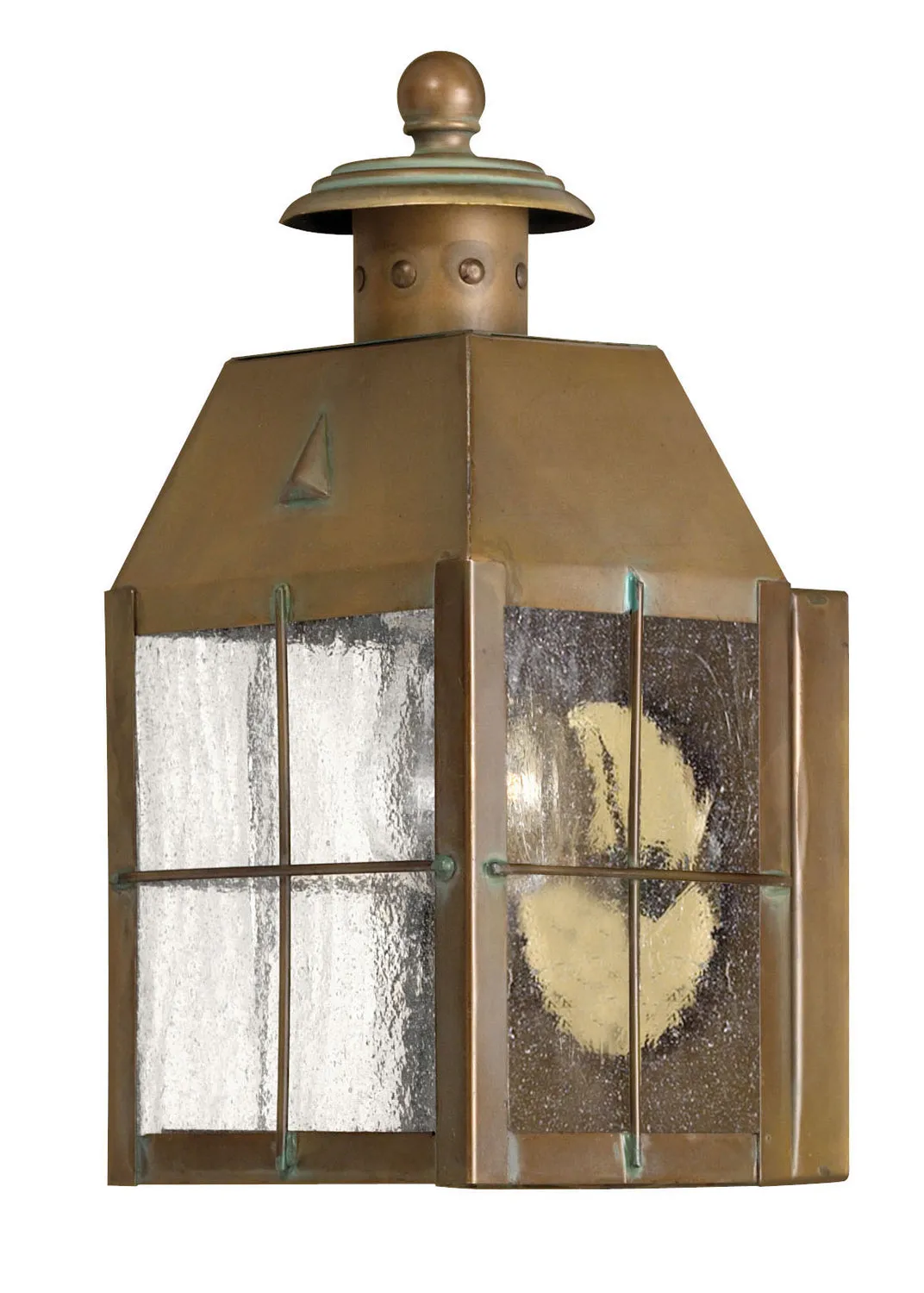 Nantucket Small Wall Mount Lantern in Aged Brass