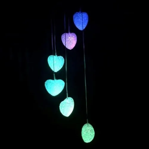 NARAVISO Wind Chime Lights, Solar Powered Heart Shape Wind Chimes LED Wind Solar Lights Wind Bell for Garden Home Decoration