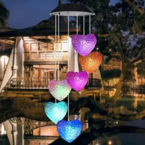 NARAVISO Wind Chime Lights, Solar Powered Heart Shape Wind Chimes LED Wind Solar Lights Wind Bell for Garden Home Decoration