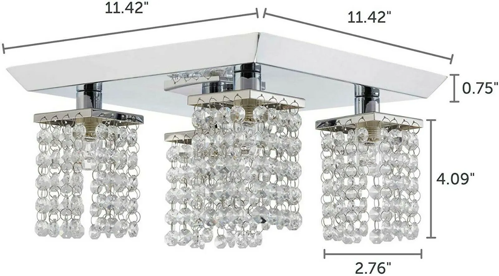 Noma 052-8001-6 Four Light Semi Flush Ceiling  Light in Chrome Finish with Crystal